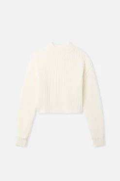 chunky knit mock neck sweater