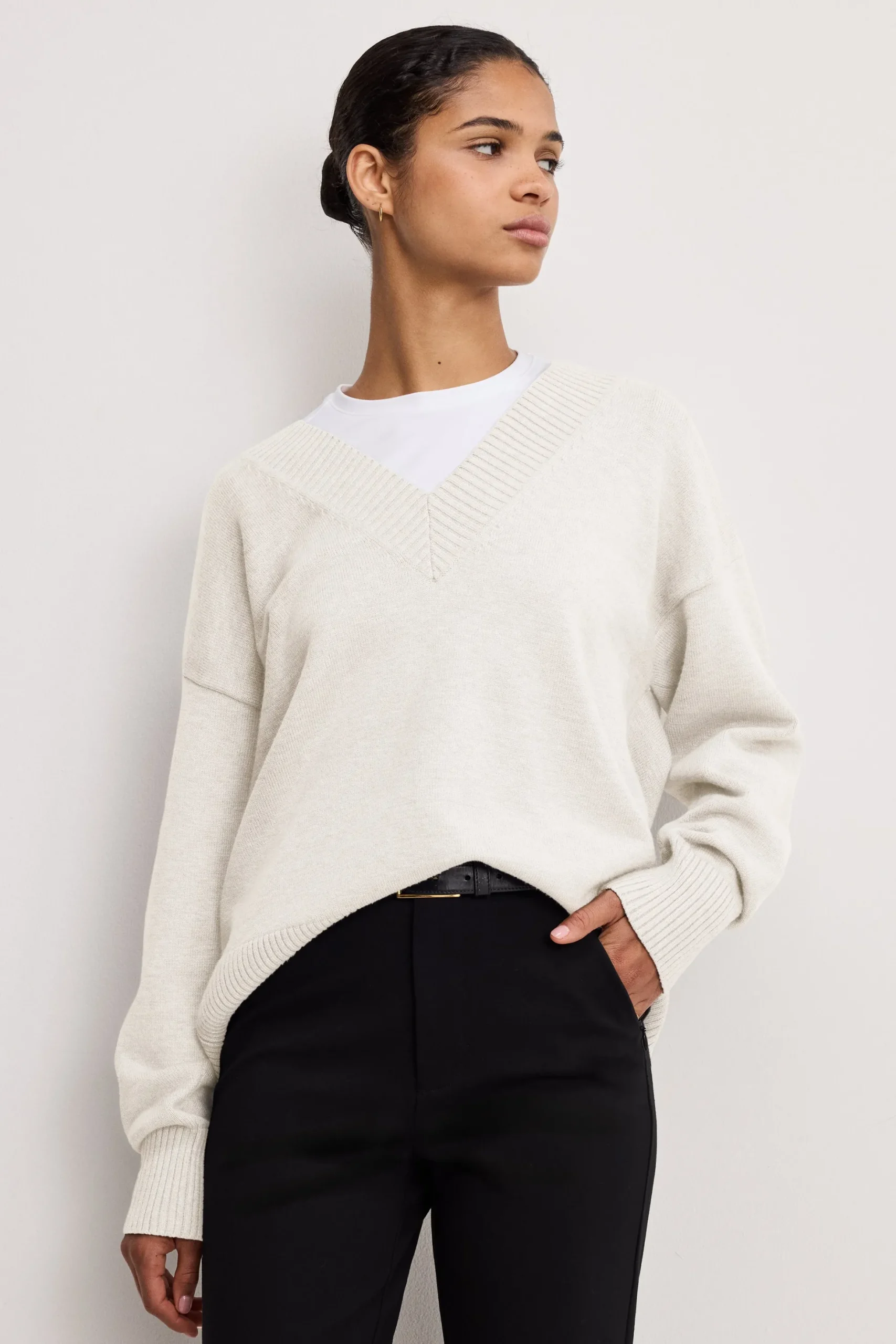 deep v knit sweater