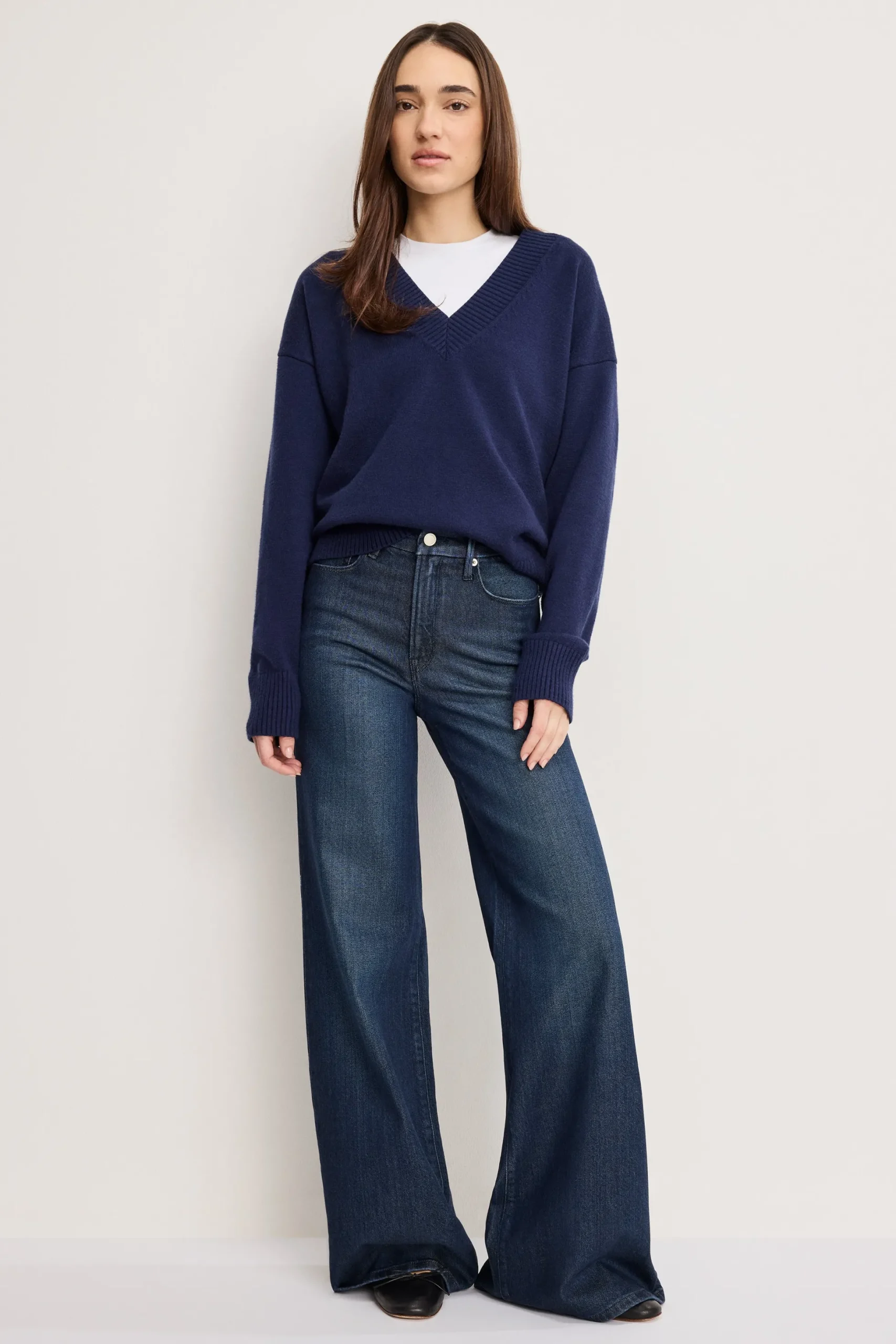deep v knit sweater