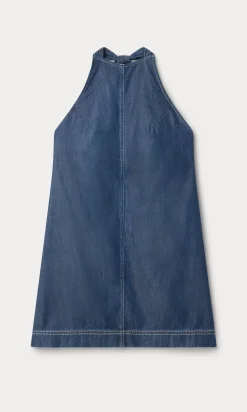 denim halter shift dress