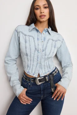 dolly denim corset shirt