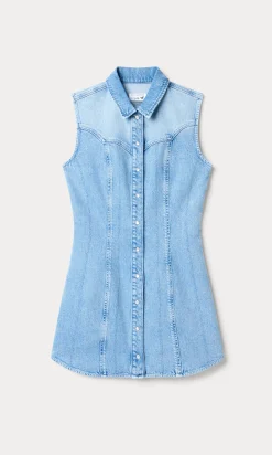 dolly sleeveless denim mini dress