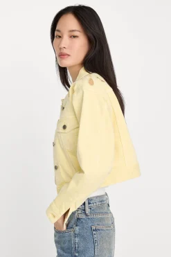 essential crop denim jacket embroidered