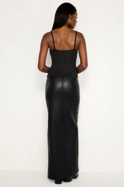 faux leather maxi skirt