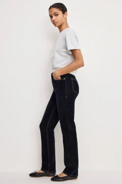 good icon straight flocked denim jeans