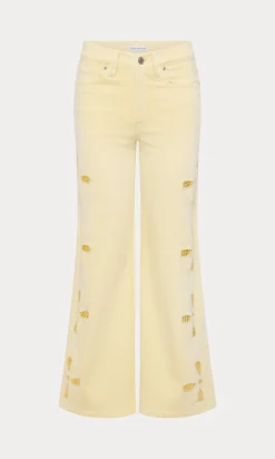 good waist palazzo ankle embroidered jeans