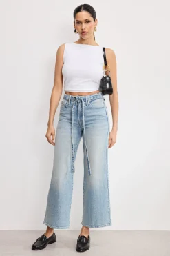 good waist palazzo cropped jeans