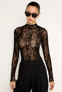lace mock neck bodysuit