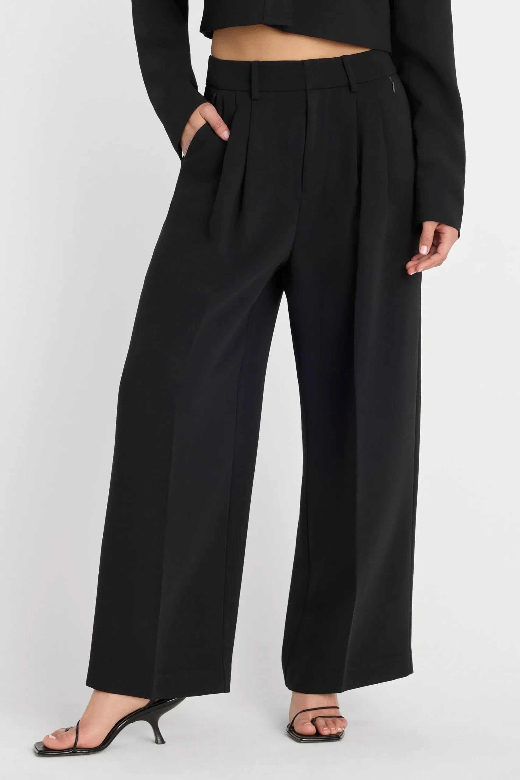 luxe suiting high-rise cropped wide leg trouser