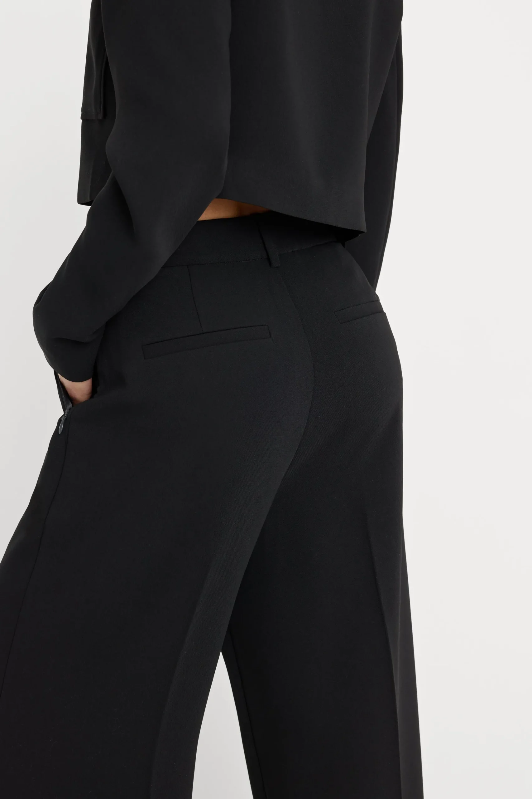 luxe suiting high-rise cropped wide leg trouser