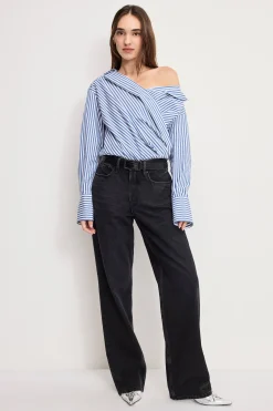 off-shoulder poplin bodysuit