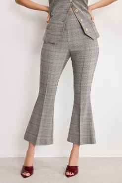 plaid pull on kick flare pants