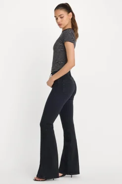 power stretch pull-on flare jeans