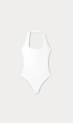 sculpting halter square neck bodysuit
