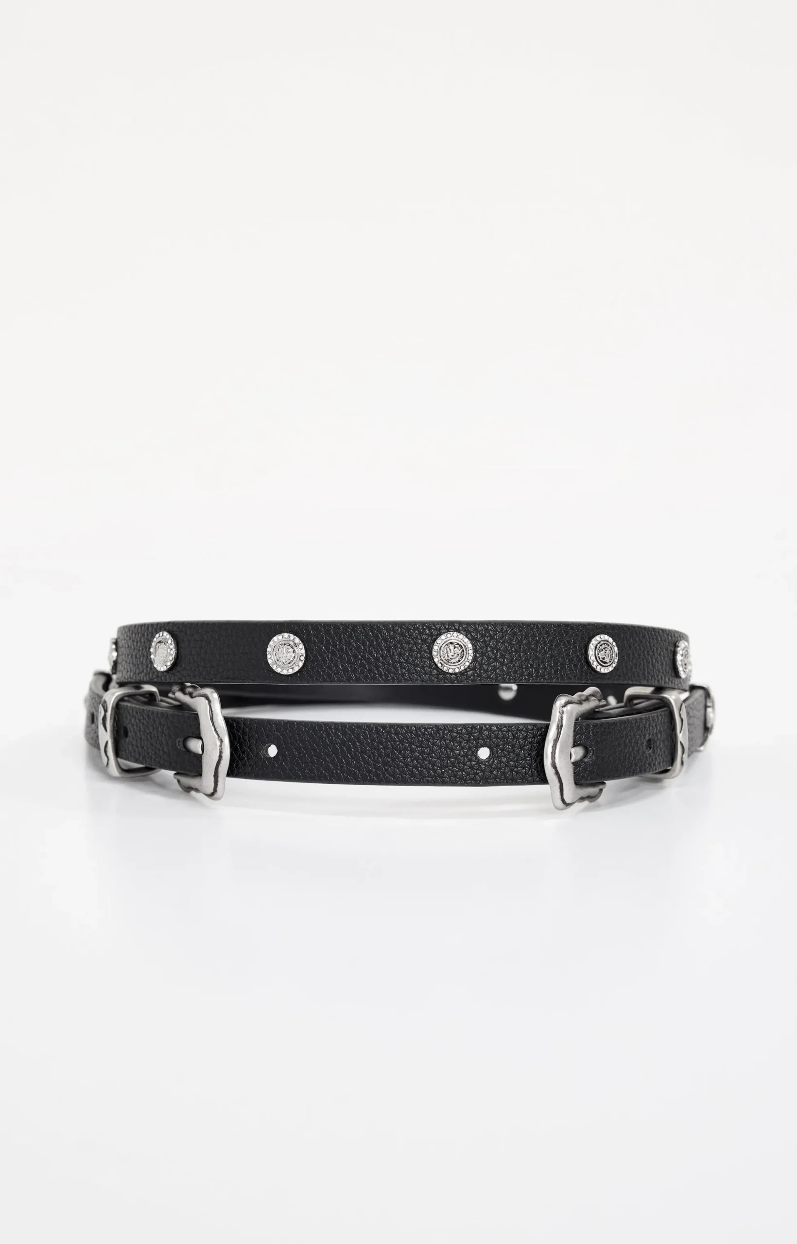 skinny double buckle belt