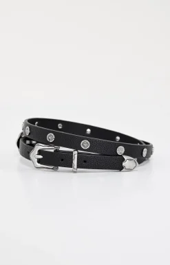 skinny double buckle belt