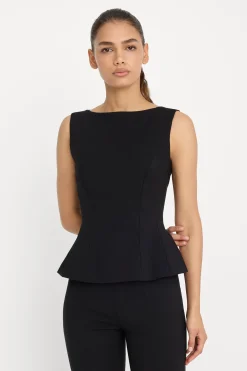 soft stretch ponte straight neck top