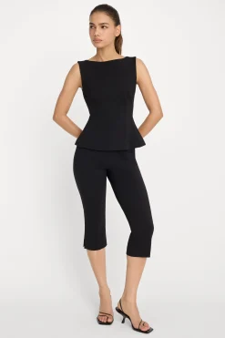 soft stretch ponte straight neck top