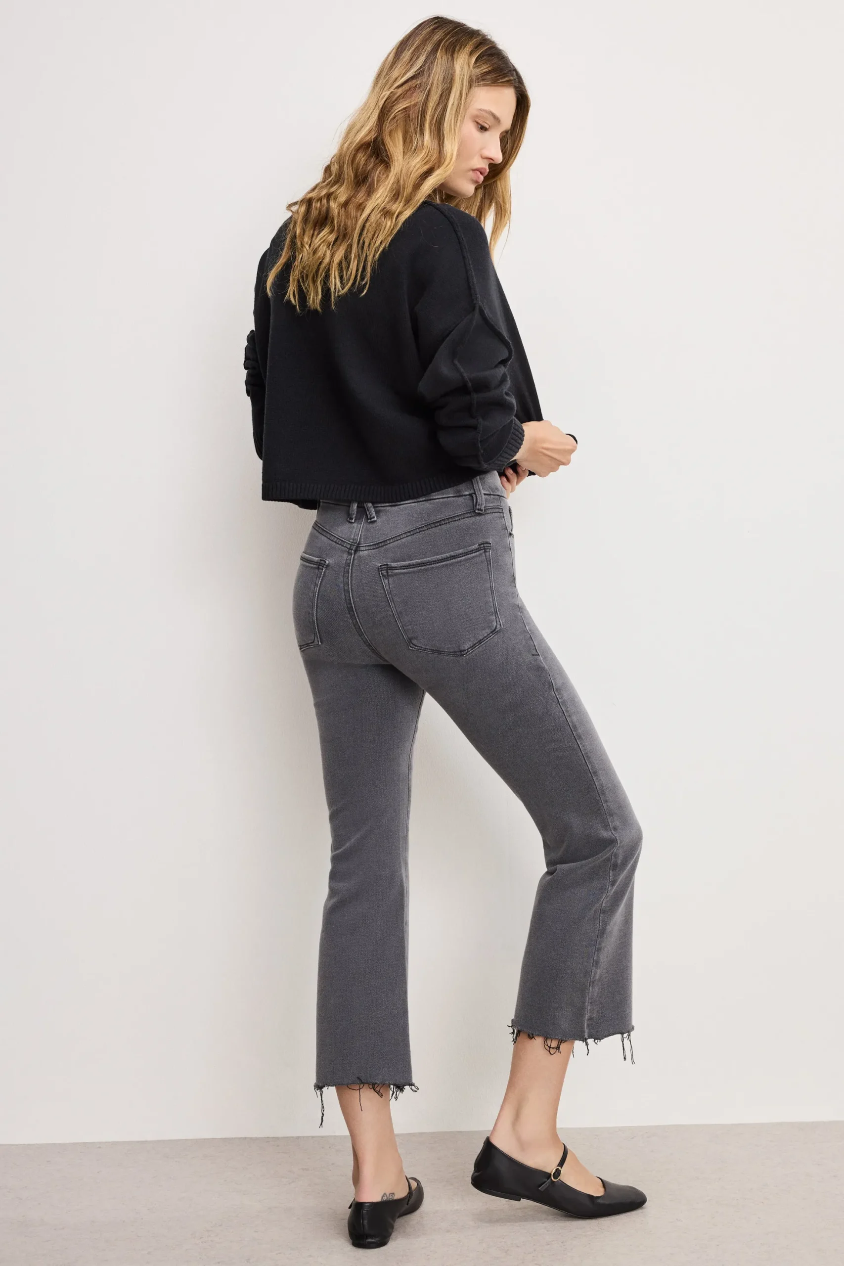 soft tech good legs cropped mini boot jeans