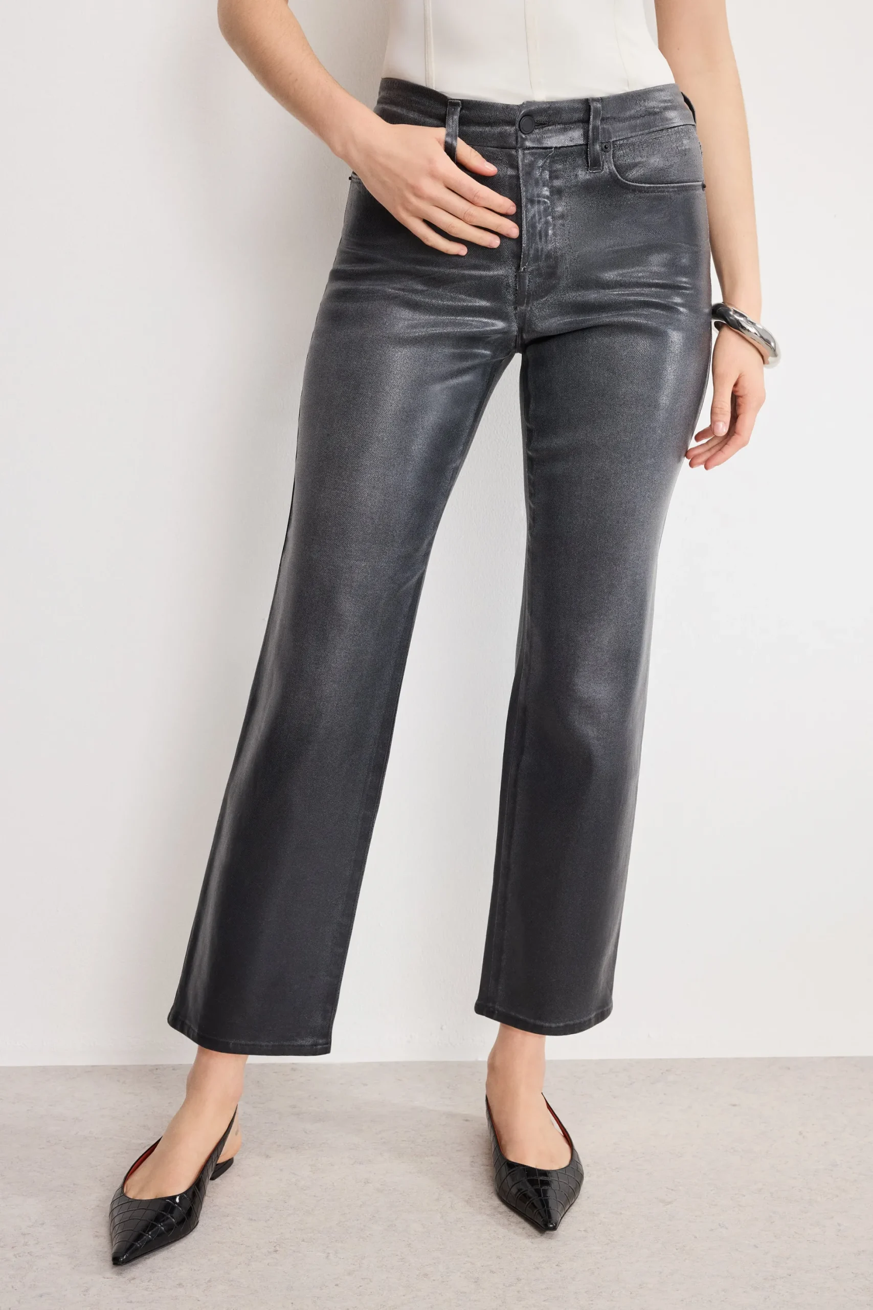 soft tech good legs straight coated jeans